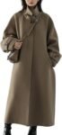 Women Winter Hidden Single Breasted Wool Coat Raglan Sleeve Business Long Wool Overcoat