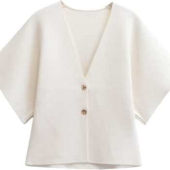 Women Oversized Cardigans Short Sleeve Lightweight Button V Neck Casual Knit Sweater Outerwear