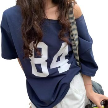 Off The Shoulder Tops for Women Short Sleeve  Jersey Number Graphic d Tshirts ees