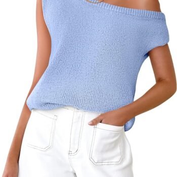 Women summer off-shoulder knitted tops  casual short sleeve d shirts