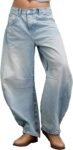 Women Barrel Jeans Baggy Mid-Low Rise Jeans  Floral Printed Denim Leopard Pants Ankle Boyfriend Denim Pants